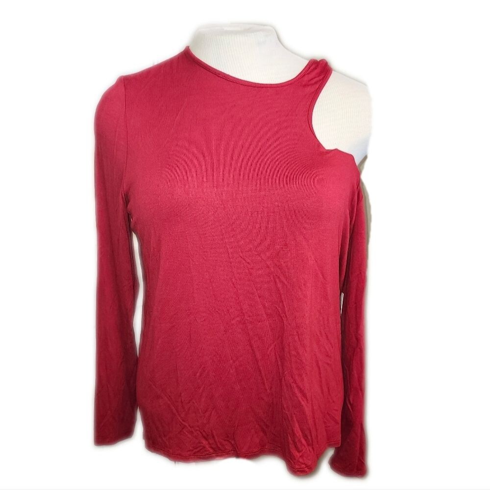 Eloquii NWT Red Long Sleeve One Open Shoulder Blouse Tee T-shirt, 18/20
